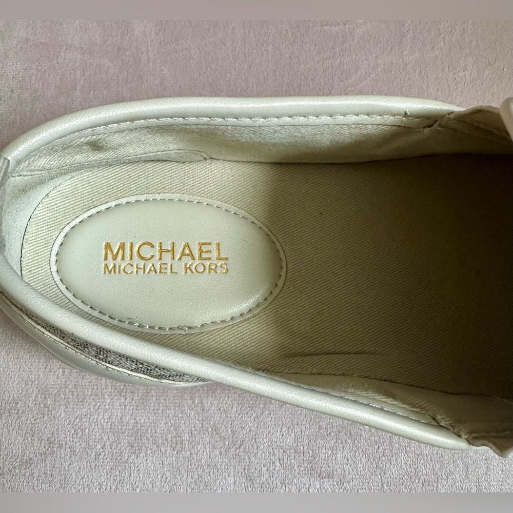 Michael Kors White/Gray MK Logo Slip-On Sneakers - Picture 4 of 4